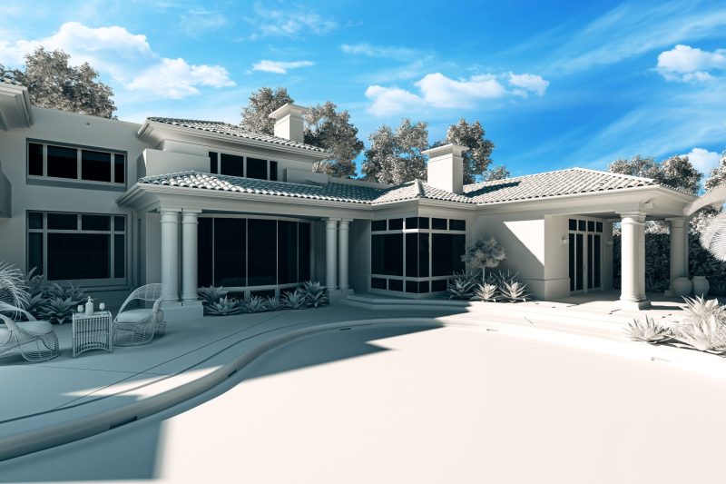 3d beautiful luxurious house exterior render